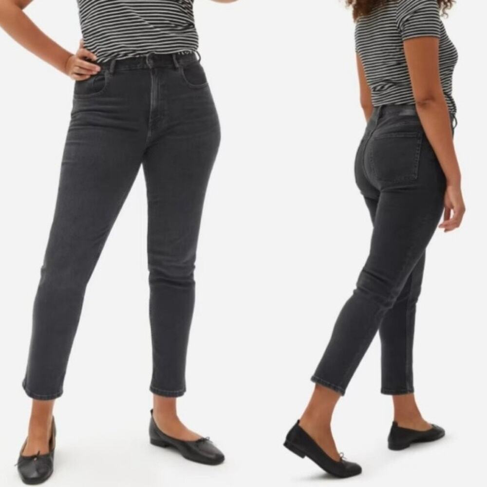 Everlane The Curvy Cheeky Jean Size 32 Crop Washed Black Gray High Rise Denim